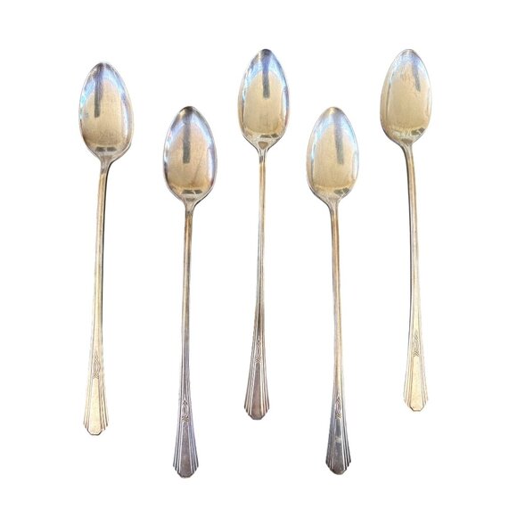 WM Rogers and Sons AAX Silver Plate Ice Tea Spoons Lot of 5 7.75" Paris - Picture 1 of 7